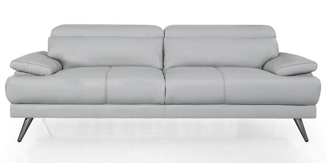 Canapé 3 Places Cuir Lena Gris - Angle Droit