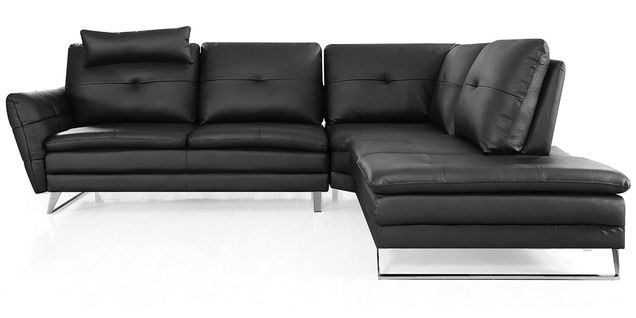 Canapé D'angle En Cuir Elena Noir - Angle Droit