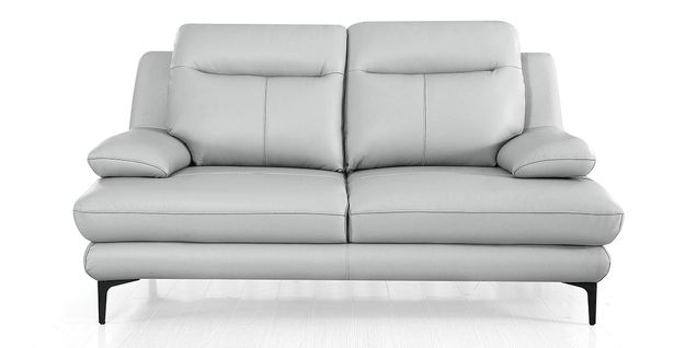 Canapé 2 Places Cuir Avec Dossier Avance-recul Lya Gris Perle - Angle Droit