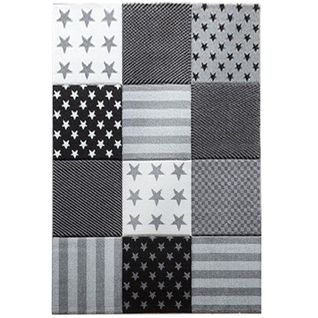Tapis Enfant 240x340 Tissé Gris Motif Géométrique Lyn8 Flag Start