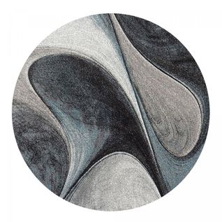 Tapis Salon Ø120cm Tissé Bleu Et Gris Rond Motif Géométrique Lyn8 Madila