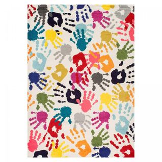 Tapis Enfant 100x100 Carré Tissé Multicolore Lyn6 Handi