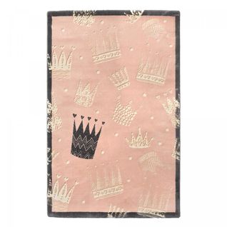 Tapis Enfant 150x200 Rectangle Tissé Rose Et Crème Crown