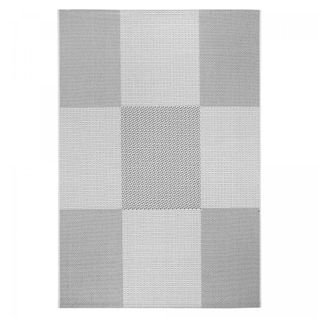Tapis Extérieur 160x230 Tissé Kilim Gris Et Gris Clair Externa