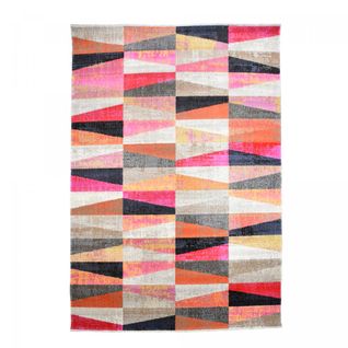 Tapis Extérieur 150x220 Tissé Kilim Rouge Et Beige Ext Conto