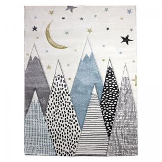 Tapis Enfant 120x170 Rectangle Tissé Gris Et Bleu Snowsky