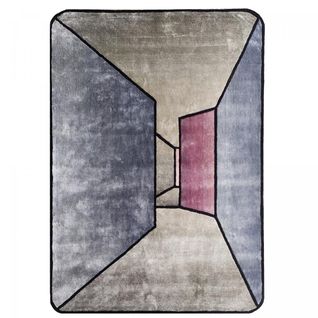 Tapis Salon 160x230 Fait à La Main En Laine Gris Et Bleu Motif Géométrique