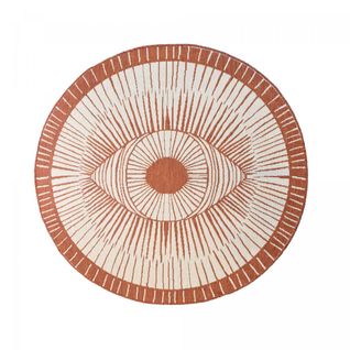 Tapis Rond D'extérieur, Kilim Reversible Ø160cm Lyn2 B Rond Reversible Ocre Et Crème