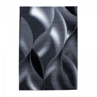 Tapis De Couloir 80x300 Tissé Motif Géométrique Supur Gris Et Noir