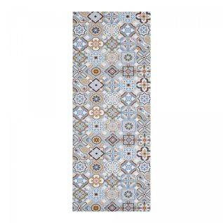 Tapis Cuisine 120x170 En Pvc Bleu Et Gris Motif Géométrique Pkit