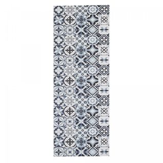 Tapis Cuisine 70x200 En Pvc Gris Et Noir Motif Géométrique Pkit