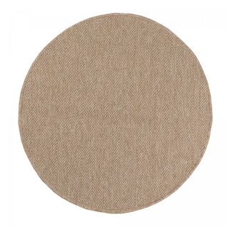 Tapis Rond D'extérieur D.160cm Tissé Kilim Beige Jute Art 4