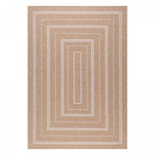 Tapis Extérieur 80x150 Tissé Kilim Beige Et Blanc Jute Art 5