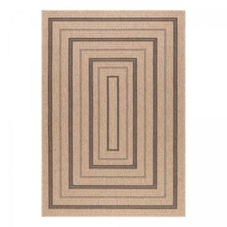 Tapis Extérieur 80x150 Tissé Kilim Beige Et Noir Jute Art 5