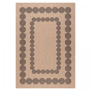 Tapis Extérieur 80x150 Tissé Kilim Beige Et Noir Jute Art 8