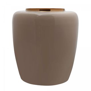 Vase Fait à La Main En Fer Obla 34x34x36,5 Taupe Et Or