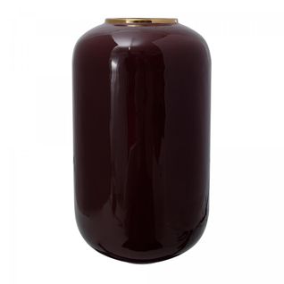 Vase Fait à La Main En Fer Oble 24x24x48,5 Bordeaux Et Or
