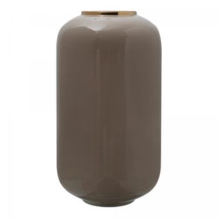 Vase Fait à La Main En Fer Oble 24x24x48,5 Taupe Et Or