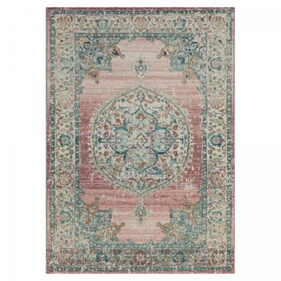 Tapis Extérieur 80x150 Tissé Kilim Bleu Et Ros Salout A
