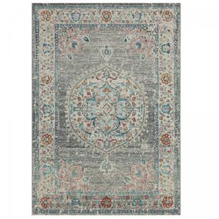 Tapis Extérieur 120x170 Tissé Kilim Gris Et Aleu Salout A
