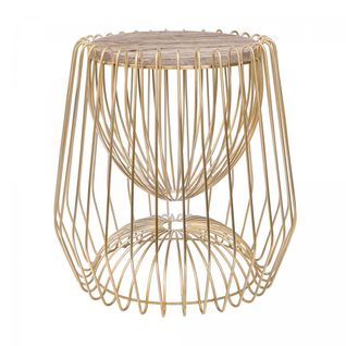 Table Basse Fait Main En Marbre Ere 50x50 Brun Et Laiton