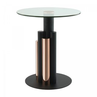 Table Basse Fait Main En Aluminium Ehi 46x46 Rose Doré Et Clair