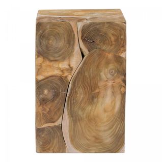 Table Basse Fait Main En Bois Motif Floral Eri 30x30 Naturel