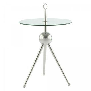 Table Basse Fait Main En Acier Inoxydable Ero 46x46 Gris Et Clair