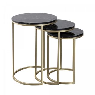 Table Basse Fait Main En Fer Lot De 3 Eto 46x46 Noir