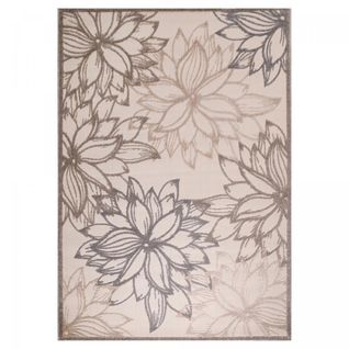 Tapis Extérieur Ø120cm Rond Tissé Kilim Marron Et Crème Chimeko