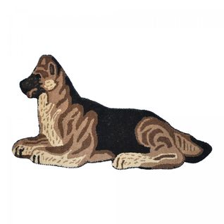 Tapis Enfant 60x90 Fait Main En Laine Beige Motif Animaux Dog