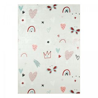 Tapis Enfant 80x150 Rectangle Tissé Rose Heureux