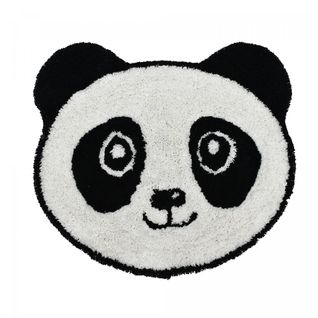 Tapis Enfant Ø80cm En Coton Lavable 30° Panda Blanc Et Noir