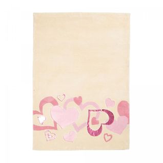 Tapis Enfant 120x170 Rectangle Fait Main Crème Et Rose Carpetlove