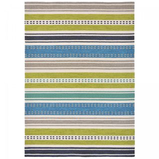 Tapis Extérieur 140x200 Tissé Kilim Vert Et Bleu Rivi