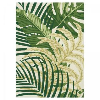 Tapis Extérieur 140x200 Tissé Kilim Vert Et Beige Manila