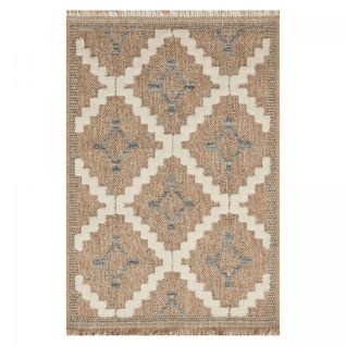 Tapis Extérieur 120x170 Tissé Kilim Maron Et Bleu Zephyr 2
