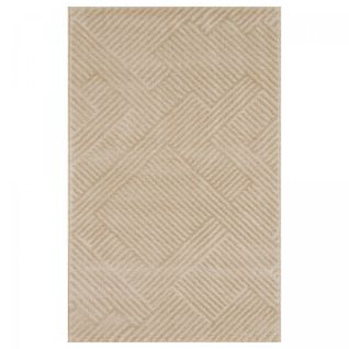 Tapis Grand Salon 200x290 Tissé Beige Rectangle Motif Géométrique Ceroteo