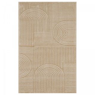 Tapis Salle à Manger 160x230 Tissé Beige Rectangle Motif Géométrique Cerabi