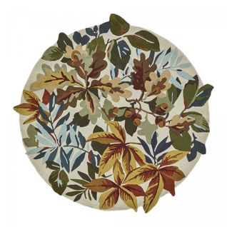 Tapis Rond Ø150cm Fait Main En Laine Motif Floral Pour Salon Robins