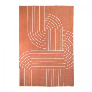 Tapis Extérieur, Kilim Reversible 200x290 Lyn2 T Reversible Terracota Et Crème