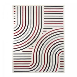 Tapis Chambre 80x150 Tissé Rouge Et Crème Rectangle Motif Géométrique Lyn49 Mucour