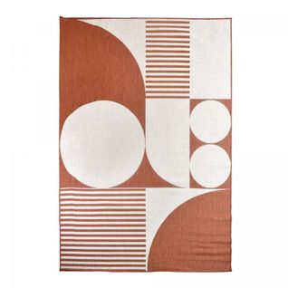 Tapis Extérieur, Kilim Reversible 160x230 Bi Reversible Terracota Et Crème