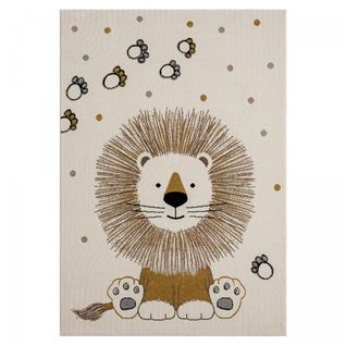 Tapis Enfant 200x290 Rectangle Tissé Crème Motif Animaux Sweetlion