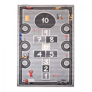 Tapis Enfant 80x150 Marel Gris, Très Doux Et Facile D'entretien