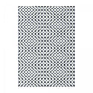 Tapis Extérieur 80x150 Tissé Kilim Blanc Et Bleu Casada 12