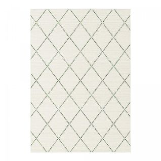 Tapis Extérieur 200x290 Tissé Kilim Crème Et Vert Casada 18