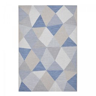Tapis Extérieur 80x150 Tissé Kilim Bleu Et Gris Oulence 3