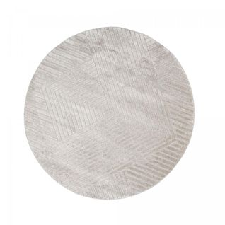 Très Grans Tapis Rond De Salon Ø240cm Lyn9 F Beige, Tapis Rond Ton Sur Ton Moderne