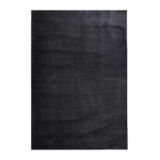 Tapis Couloir 80x300 Lyn10 Lavable Noir Uni, Tapis Shaggy à Longs Poils